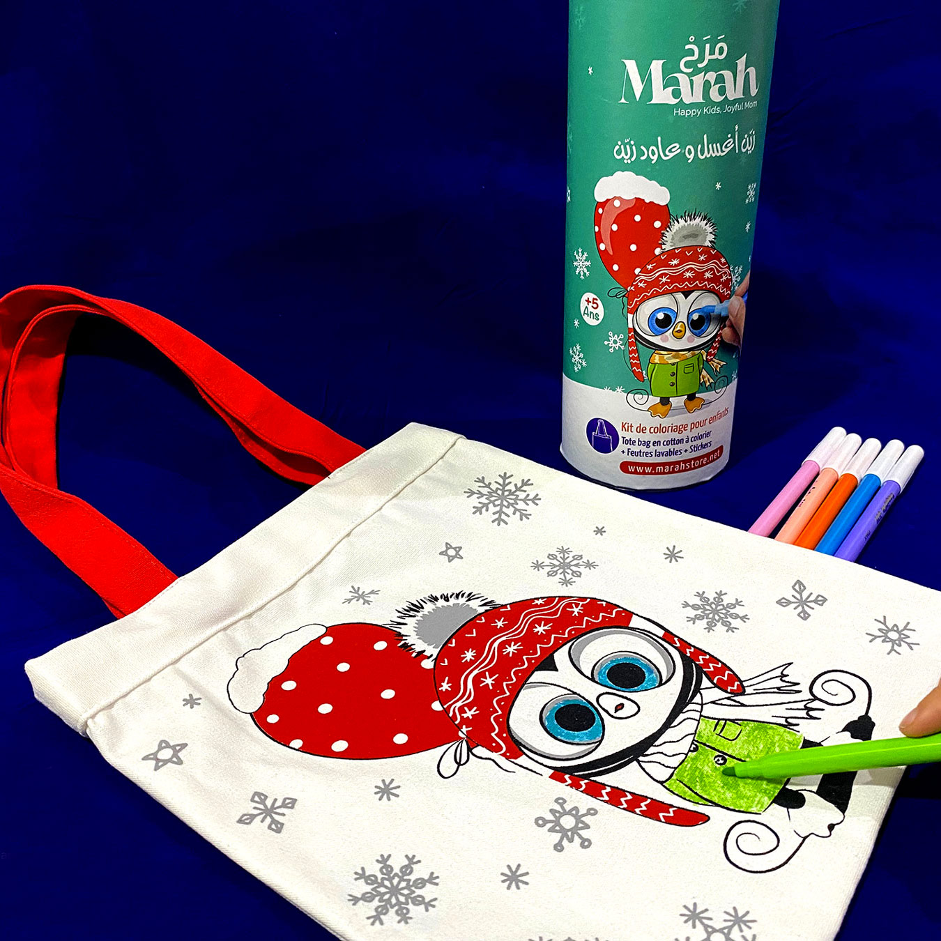 Le Pinguin, tote Bag à colorier avec des feutres lavables
