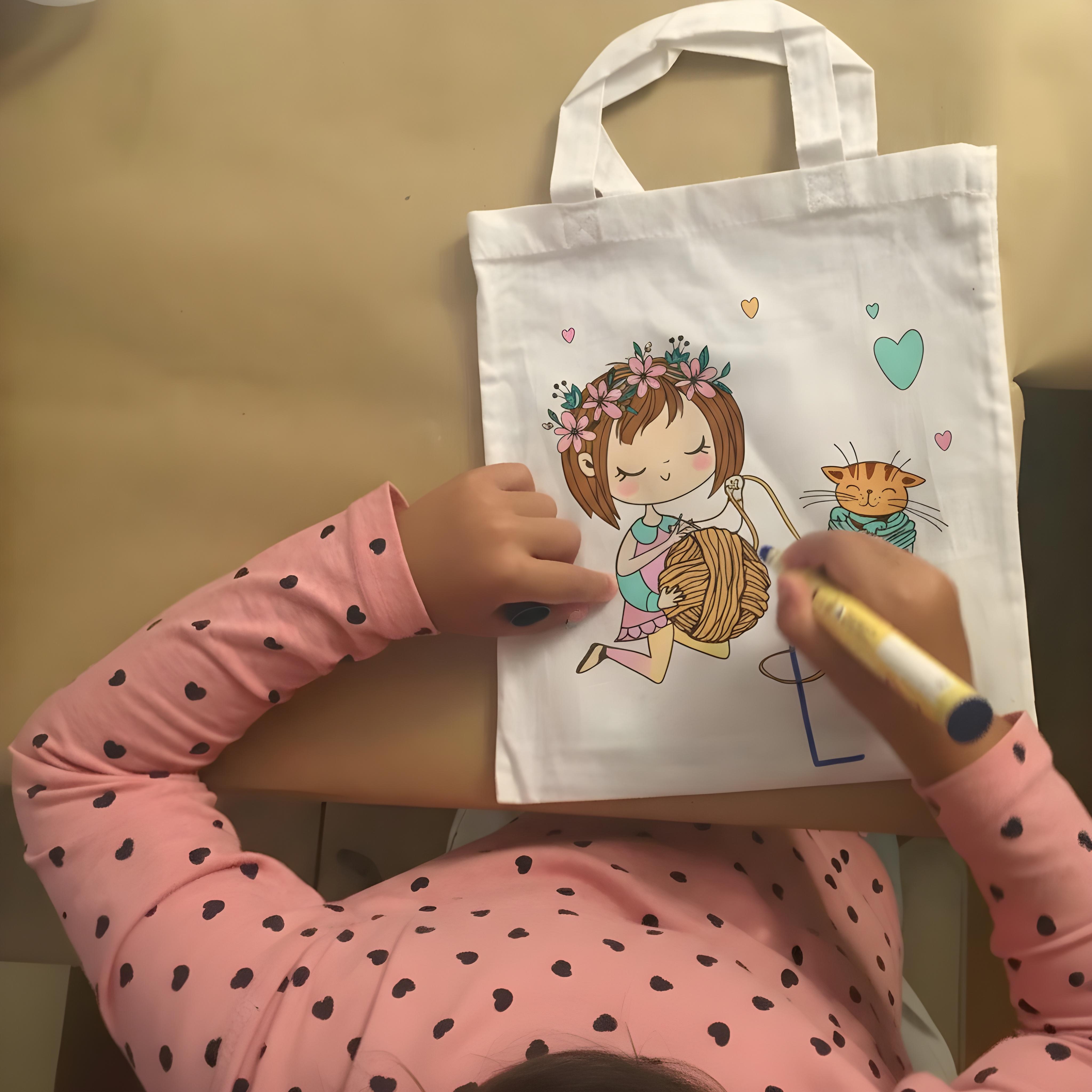 KIT DE COLORIAGE : Tote Bag à colorier pour filles