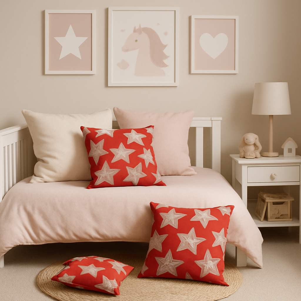Housse de coussin Etoiles Rouge