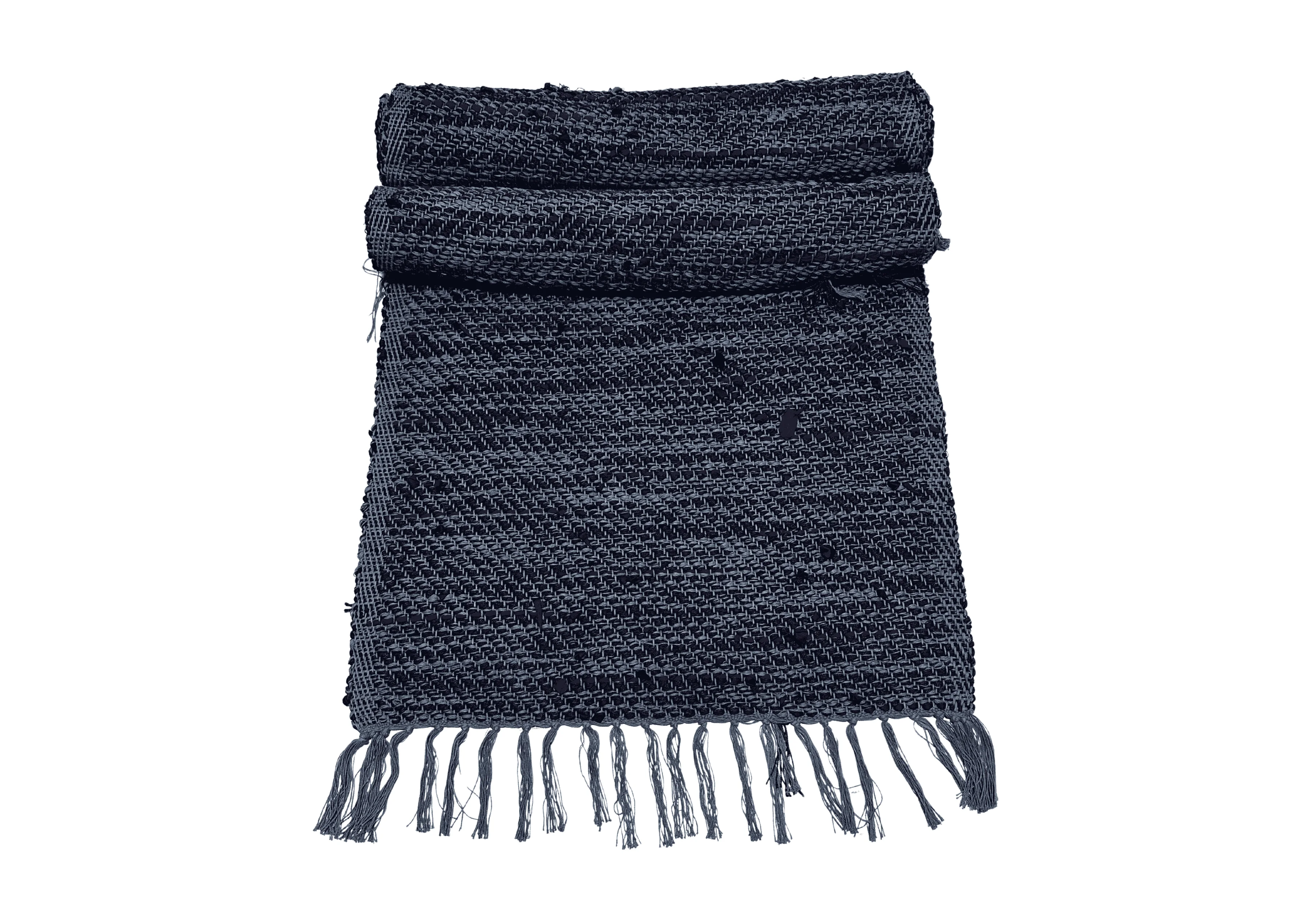 Tapis de couloir en coton et tissu recyclé Gris / Rouge