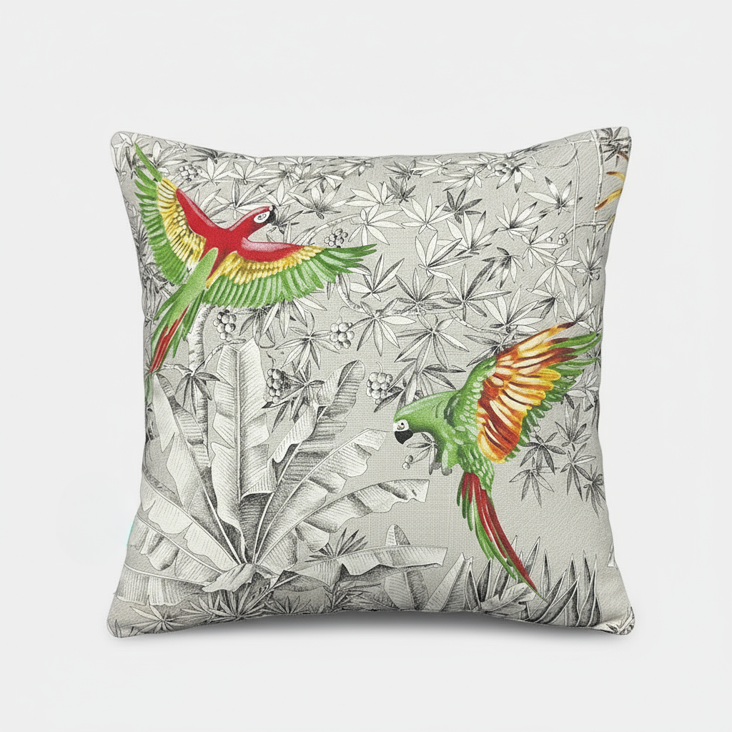 Housse de coussin perroquets mania