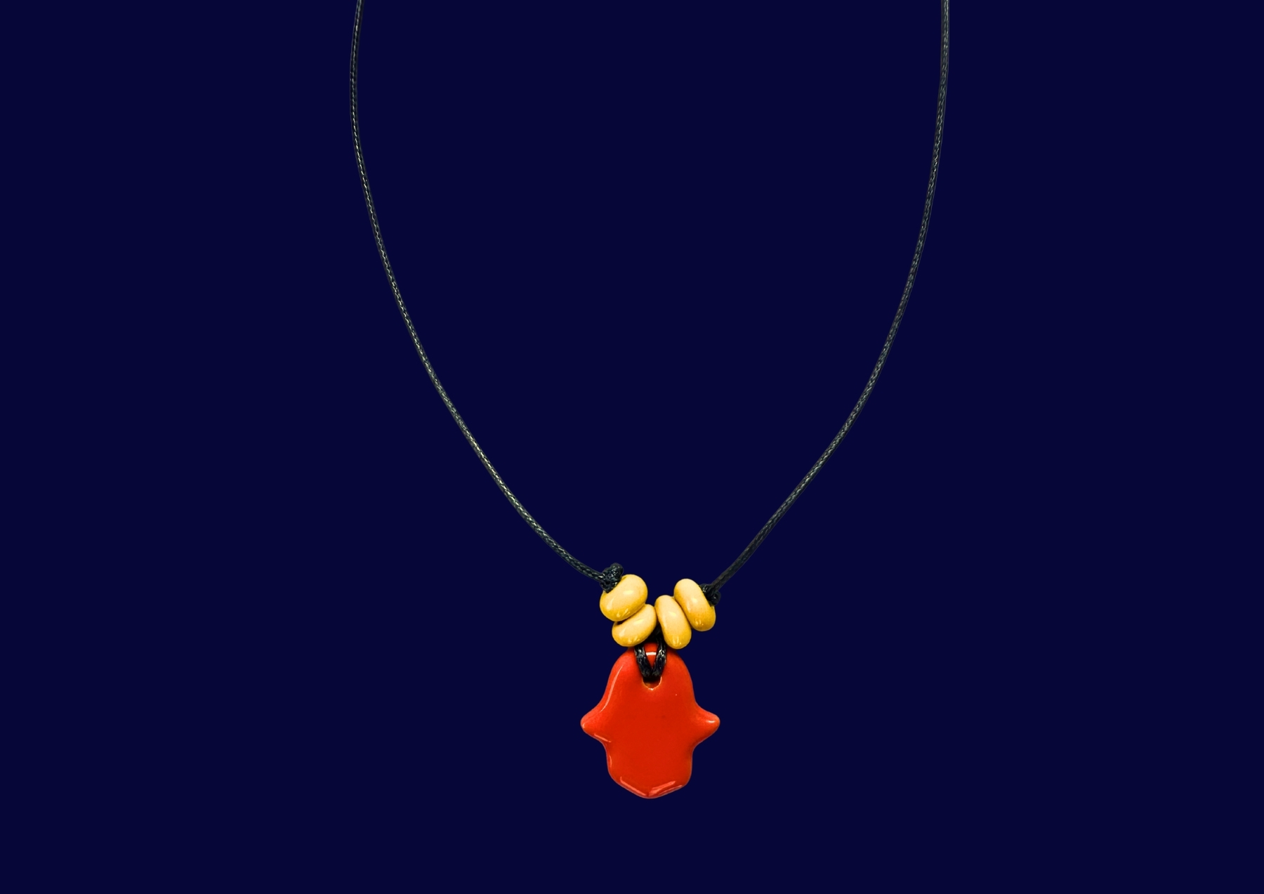 Collier Khomsa céramique orange