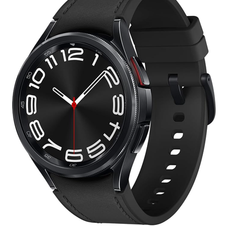 سامسونج ساعة جالكسي ووتش 6 الذكية الكلاسيكية، مراقبة الصحة، تتبع اللياقة البدنية، بطارية شحن سريع، بلوتوث، 43 ملم، اسود (اصدار المملكة العربية السعودية)