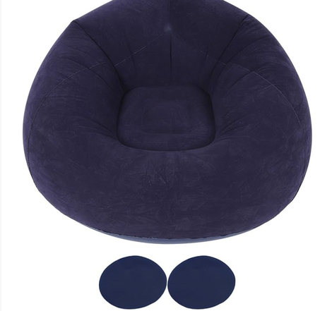 اريكة قابلة للنفخ، اريكة قابلة للنفخ، اريكة قابلة للنفخ لغرفة المعيشة وغرفة النوم وغرفة القراءة والمكتب والشرفة والسفر والتخييم في الهواء الطلق، ازرق داكن 2