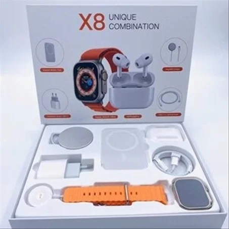 ⌚ X8 Unique Combination – Smart Watch Ultra + TWS Earphones (6-in-1 Set)