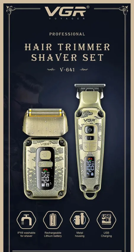 VGR V-641 Pack 2 en 1 tondeuse à cheveux professionnelle rasoir électrique