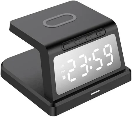 🔋3-in-1 Wireless Charging Station-محطة شحن لاسلكية 3 في 1 مع ساعة رقمية