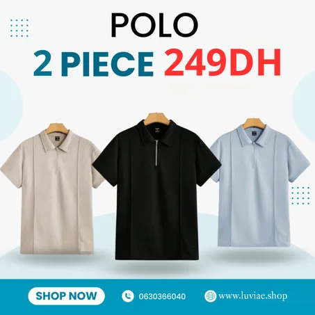 Pack 2 Polos Homme – Élégance & Confort (Noir, Beige, Bleu Ciel)