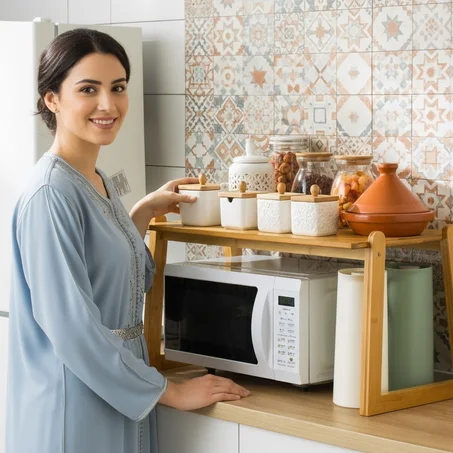 رف تخزين من خشب الأرز الطبيعي