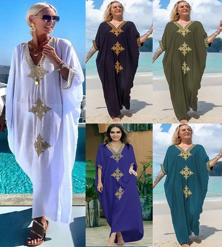 2025 قميص شاطئي مطرّز بالقطن