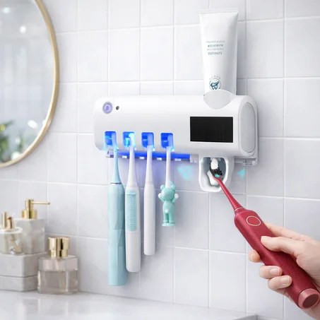 وداعاً للجراثيم وميكروبات الحمام! عقم فرشاة أسنانك بنسبة 99% بضغطة واحدة.