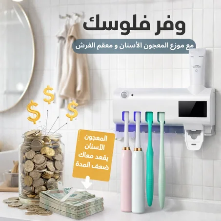 موزع المعجون الاسنان و معقِّم الفرش🦷