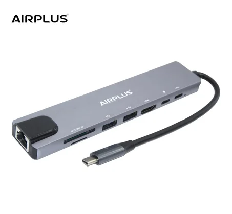 محول USB-C متعدد المنافذ 8 في 1 من AIRPLUS – محطة عملك المتكاملة!