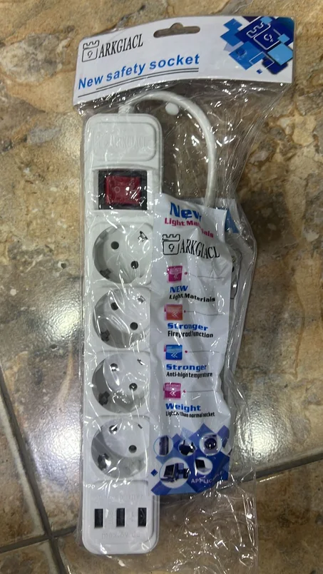 وصلة كهرباء4 مداخل مع usb بكبسة