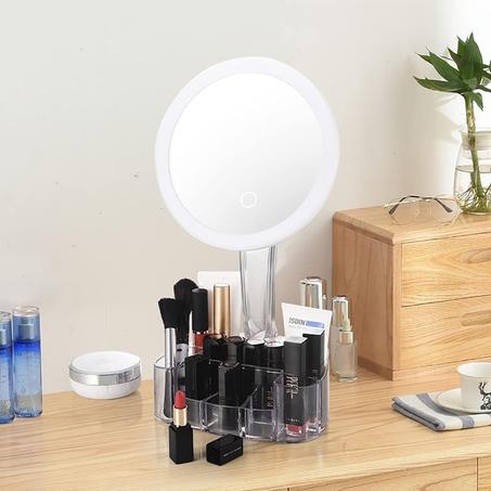 Miroir LED avec organisateur de maquillage