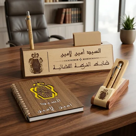 Pack d'accessoires de bureau en bois personnalisé