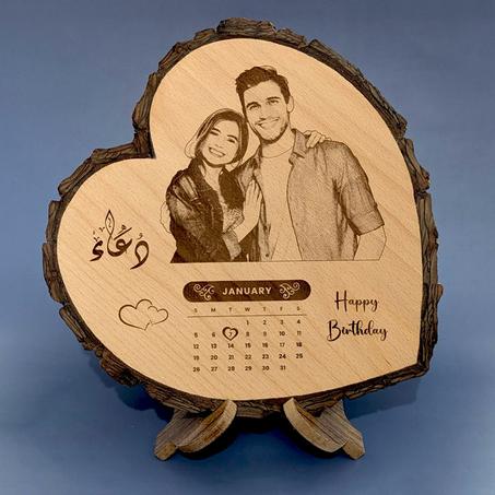 Photos personnalisés gravé en forme de cœur en bois naturel