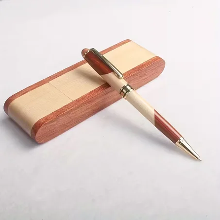 Set stylo et étui en bois personnalisé