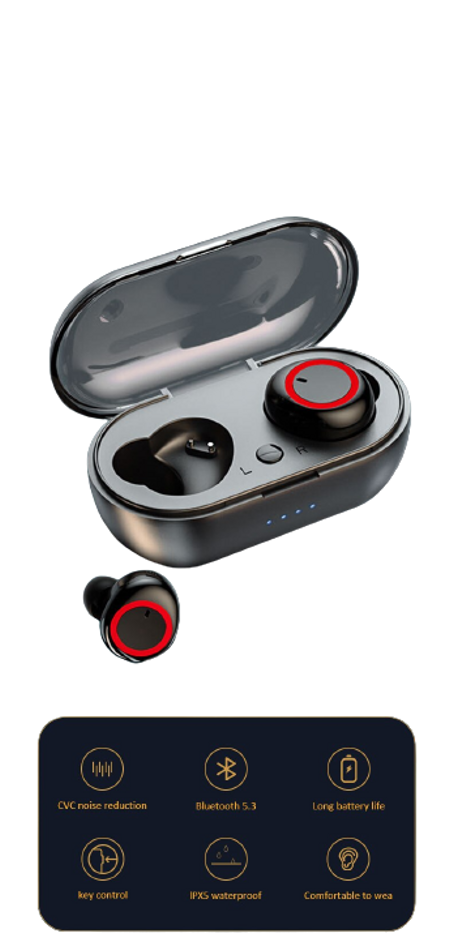 Y50 سماعات بلوتوث لاسلكية Hifi ستيريو الضوضاء. إلغاء سماعات الأذن في الأذن التي تعمل باللمس سماعات الموسيقى سماعات أذن رياضية للهواتف الذكية