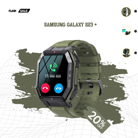 for Samsung Galaxy S23+ Military Smart Watch for Men