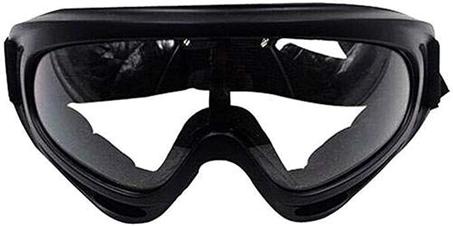 Gafas de exterior: gafas de esquí a prueba de viento con protección UV400, gafas deportivas protectoras para hombres y mujeres (marco negro/lente transparente)