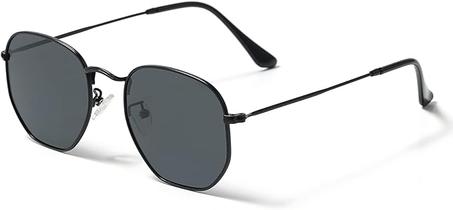 Gafas de sol clásicas cuadradas pequeñas Pro Acme para mujer, marco de metal, lentes polarizadas de polígono claro, UV400 S, color negro