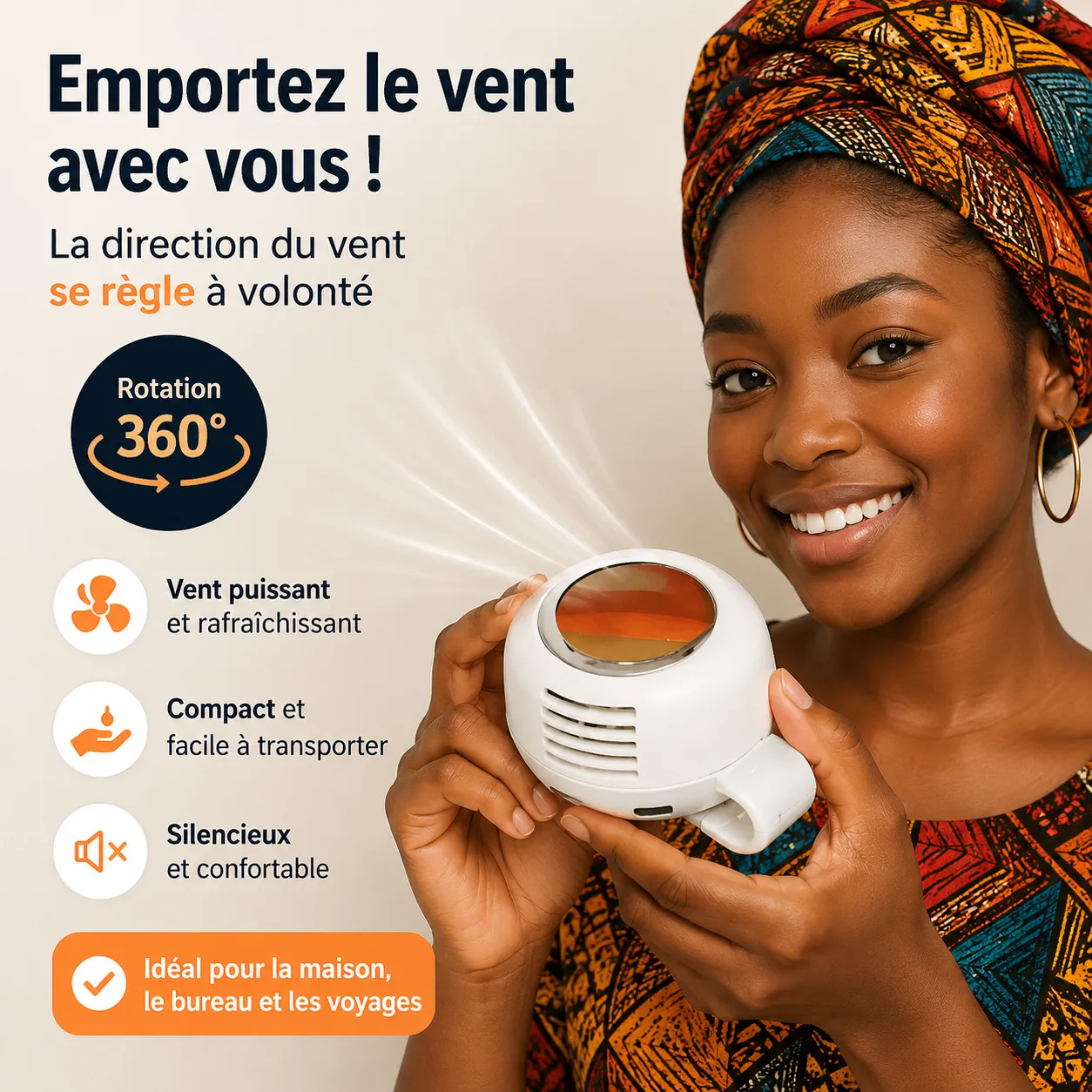 Ventilateur Portable Sans Pales Rechargeable USB