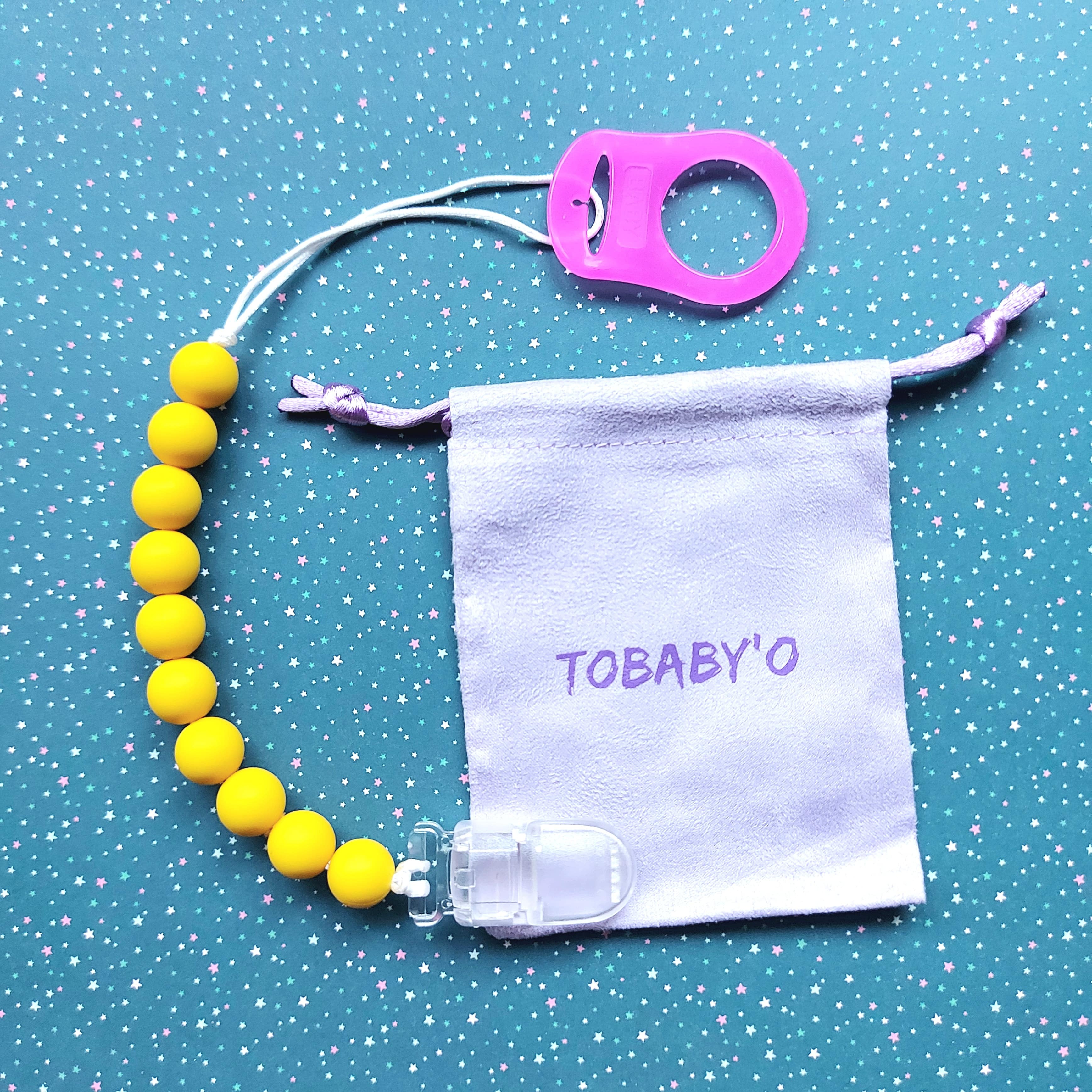 Tobabyo - Attache Tétine en Silicone Jaune