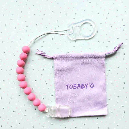 Attache Tétine en Silicone Rose