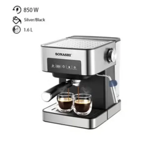 ماكينة صنع القهوة الرقمية 15 بار مع لوحة تحكم تعمل باللمس 1.6 L 850 W SCM-4964 فضي/أسود