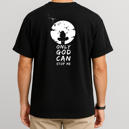 T-shirt Oversized Only god can stop me Itachi Uchiha