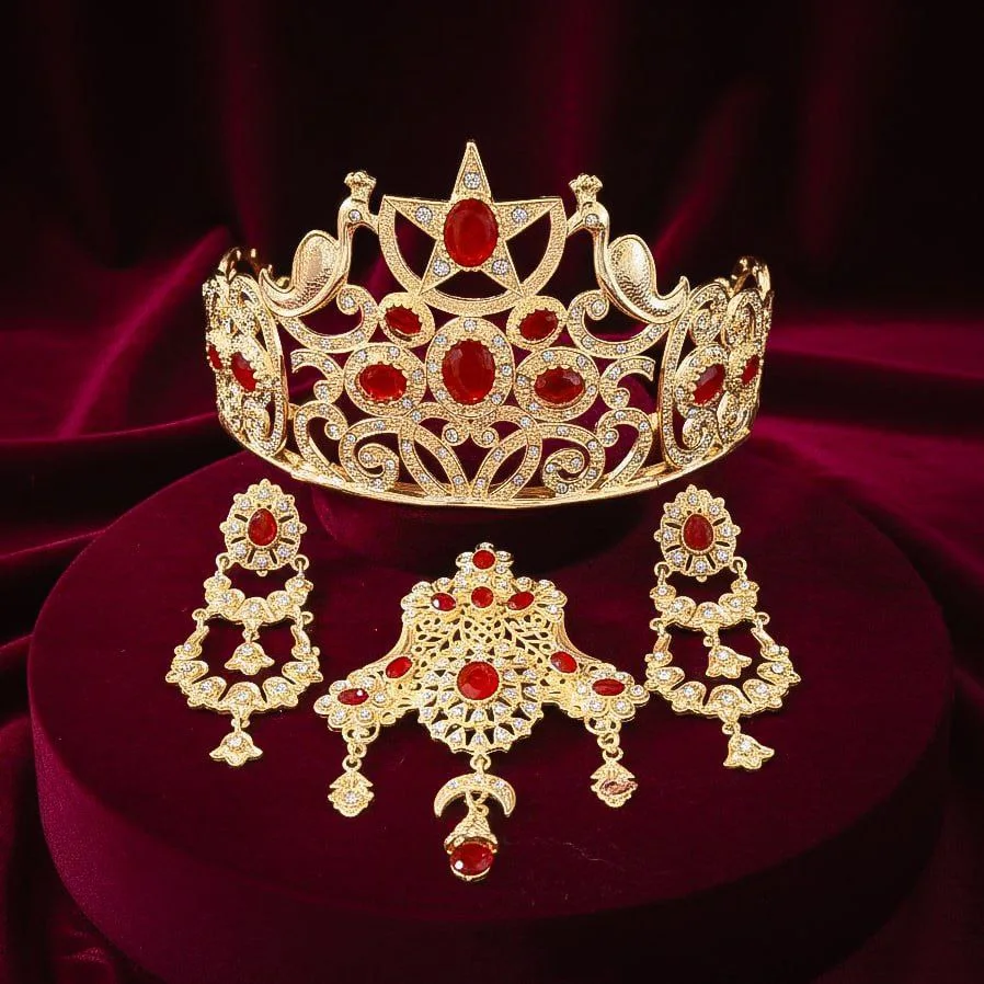 Parure Royale de Mariage Dorée aux Pierres