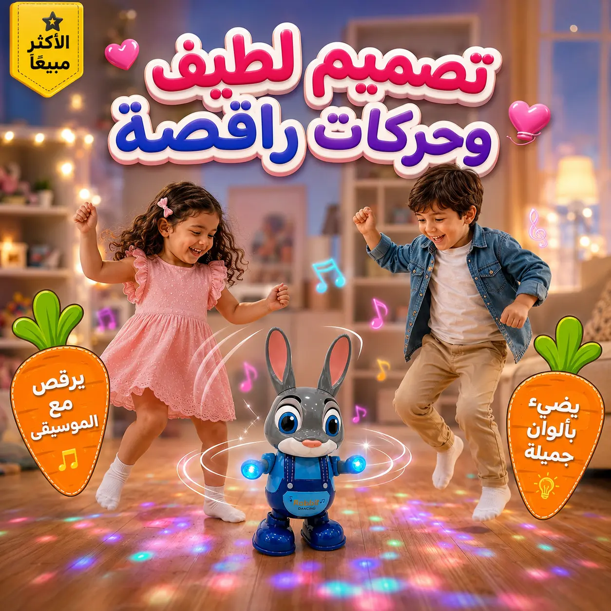 دمية الأرنب المسلية - موسيقى، رقص وإضاءات 🐰