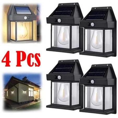 مجموعة من 4 مصابيح حائط تعمل بالطاقة الشمسية مع مستشعر للحركة