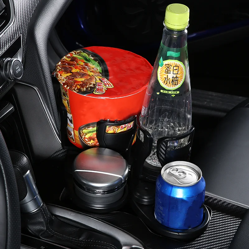 Porte-gobelet Extensible Et Rotatif 360° Pour Voiture - Support Réglable Pour Tasses, Téléphone, Petits Objets - Noir ABS