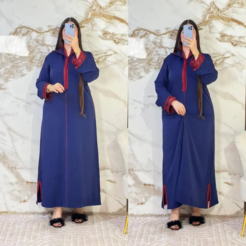 جلابة توب كريب بالسفيفة والعقاد مع موسلين أنيق