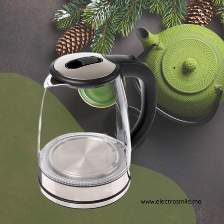 Bouilloire électrique KITCHENLAB, Bouilloire de thé en verre, ébullition rapide 2 Litres