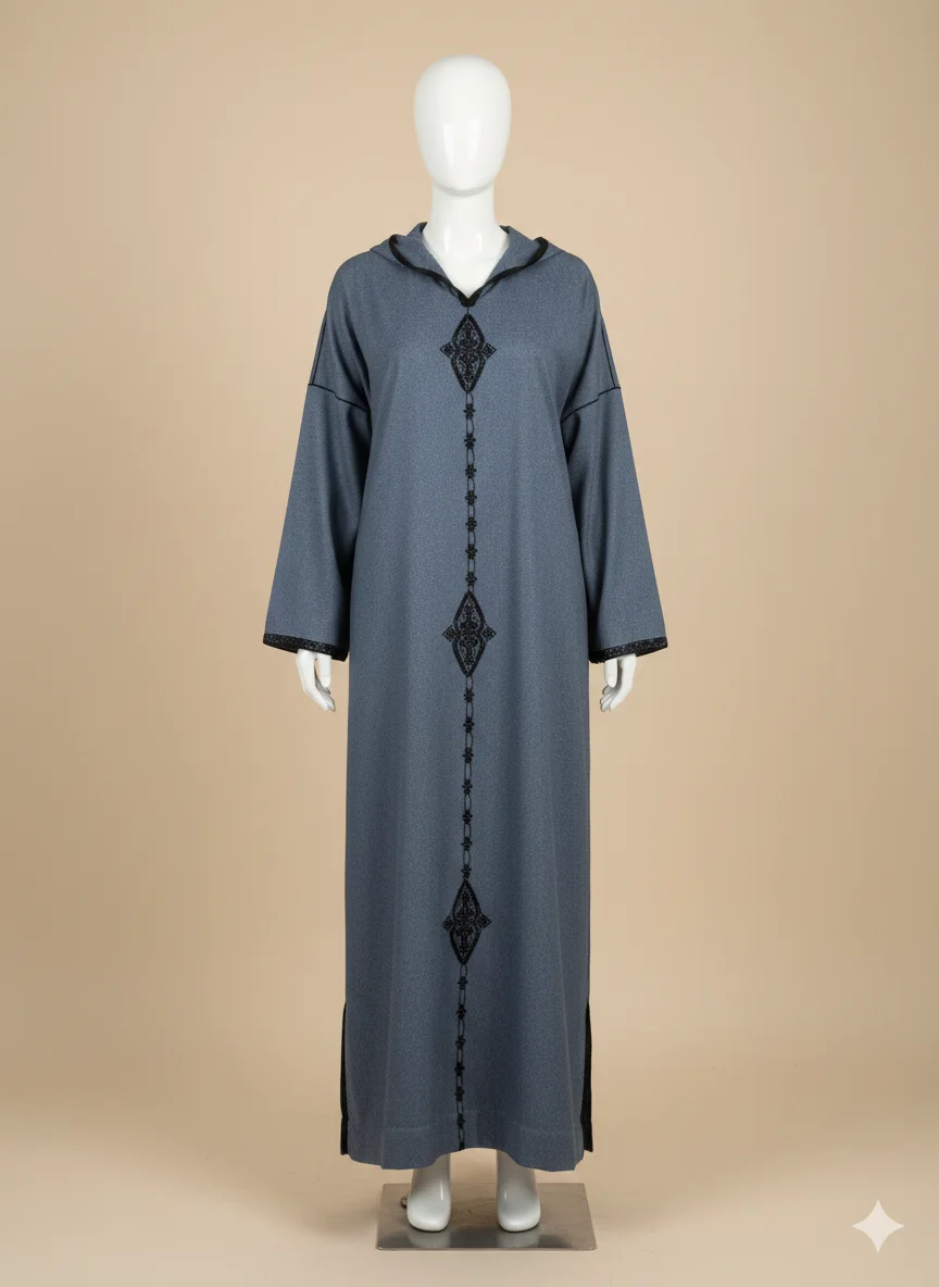 djellaba Travail Maâlem - bleu chiné