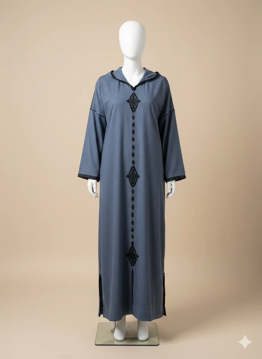 djellaba Travail Maâlem - bleu chiné