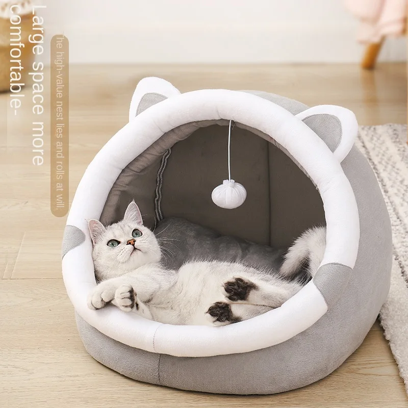Purrveil™ Calming Feline Cave Bed (Anxiety-Relief Enclosed Sanctuary)