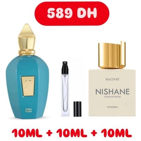 10ml xerjoff erba pura+10ml nishane hacivat+10ml gratuite