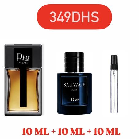 10 ml Dior homme intense +10ml sauvage elixir+10ml gratuit