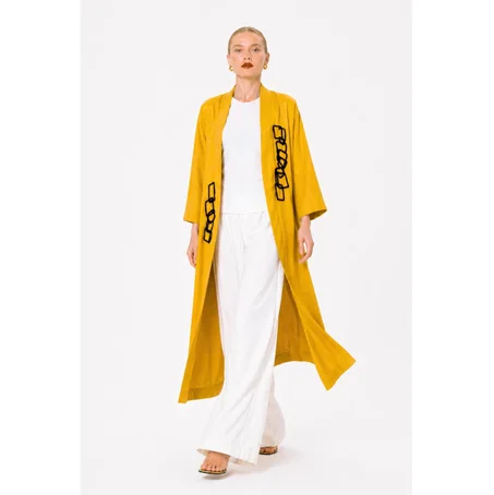kimono jaune moutarde