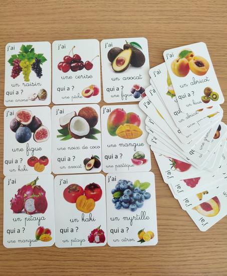 27 Cartes de jeu de vocabulaire des fruits en francais