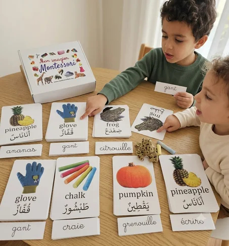 Pack de 200 cartes en 3 langues : arabe anglais français - grandes dimensions 15cm*11cm