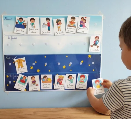 Routine enfant matin et soir pour garçons
