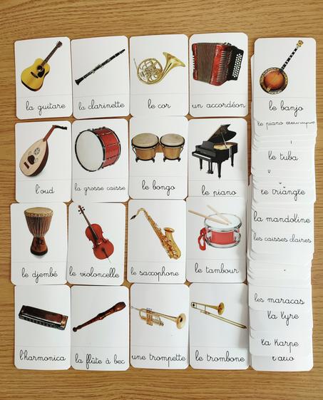 45 cartes de nomenclature des instruments de musique