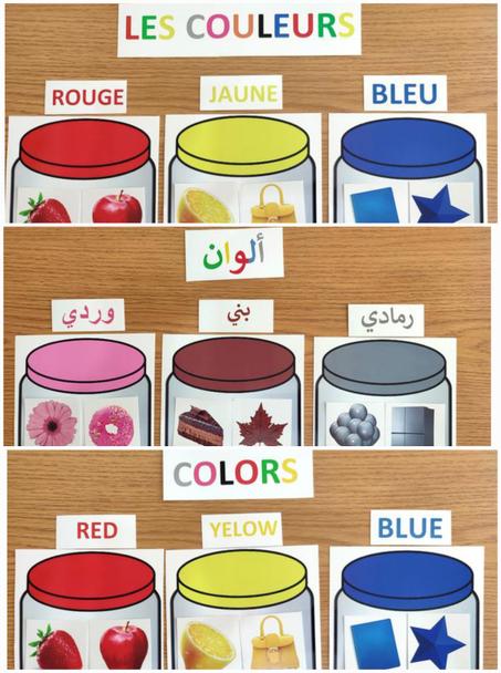 Activité des couleurs (arabe, anglais, français )
