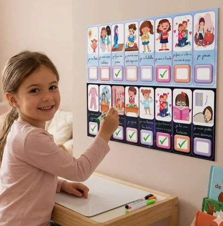 Routine matin et soir pour fille-format A3