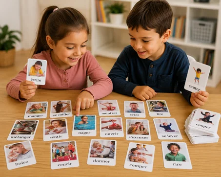 110 cartes des Verbes avec photos réelles